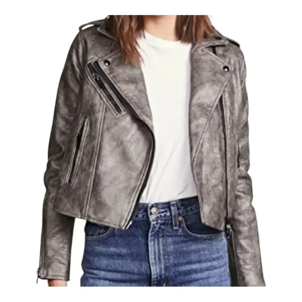 BlankNYC Croc Embossed Faux Leather Jacket Small